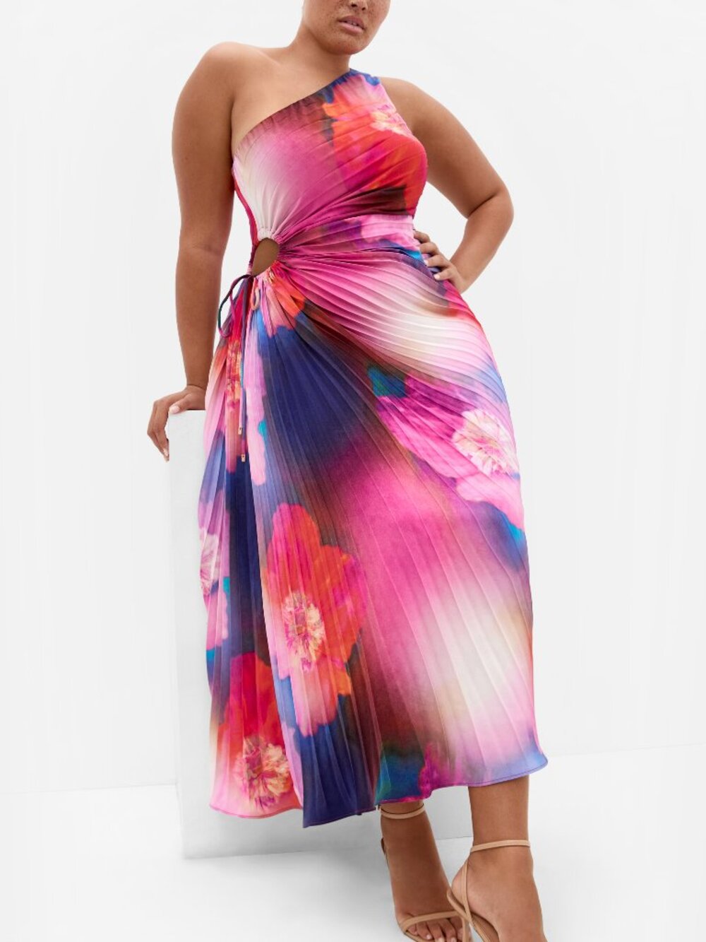 City Chic Women's Size 24 Firework Print Pleat Maxi Dress NWT 50% off Retail